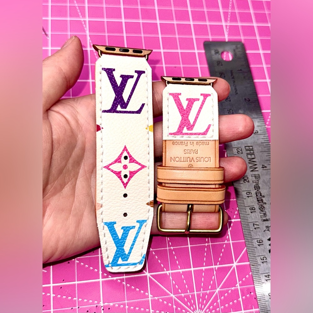 🌹 Louis Vuitton Poignet Multicolor Apple Watch band Handmade - Picture 2 of 16